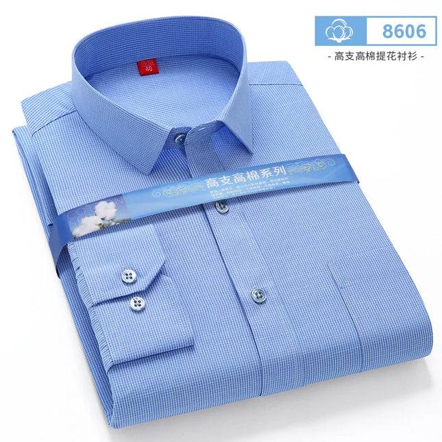 BAMBOOPLE Men's Long Sleeve Shirt - Casual Striped Business Wear