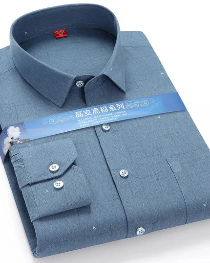 BAMBOOPLE Men's Long Sleeve Shirt - Casual Striped Business Wear