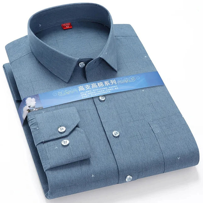 BAMBOOPLE Men's Long Sleeve Shirt - Casual Striped Business Wear