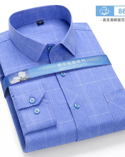 BAMBOOPLE Men's Long Sleeve Shirt - Casual Striped Business Wear