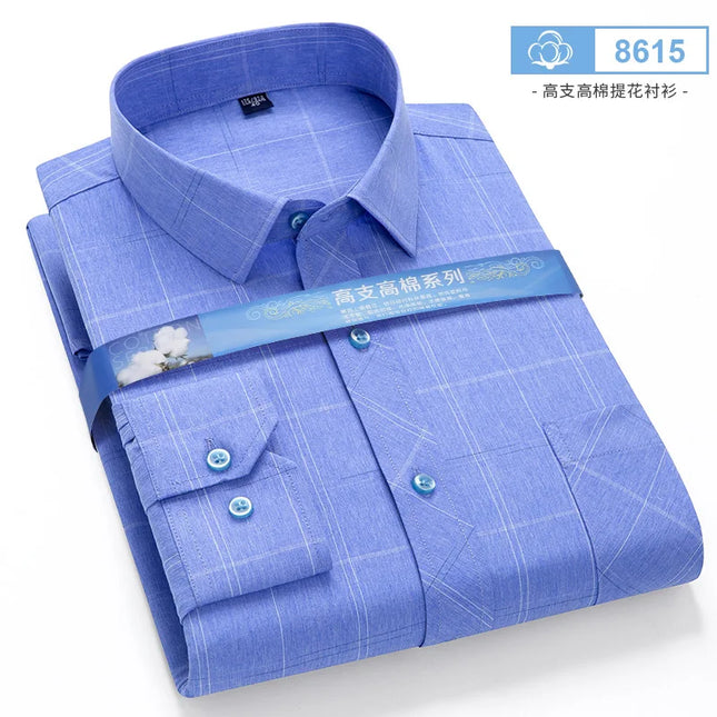 BAMBOOPLE Men's Long Sleeve Shirt - Casual Striped Business Wear