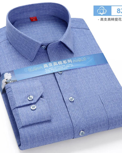 BAMBOOPLE Men's Long Sleeve Shirt - Casual Striped Business Wear