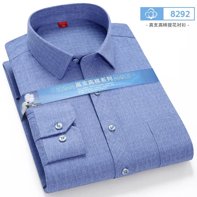 BAMBOOPLE Men's Long Sleeve Shirt - Casual Striped Business Wear