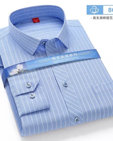 BAMBOOPLE Men's Long Sleeve Shirt - Casual Striped Business Wear