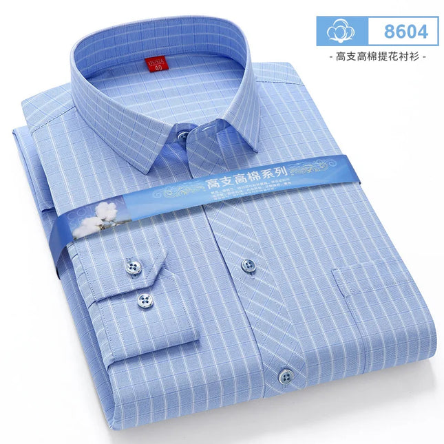 BAMBOOPLE Men's Long Sleeve Shirt - Casual Striped Business Wear