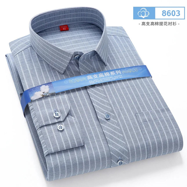 BAMBOOPLE Men's Long Sleeve Shirt - Casual Striped Business Wear