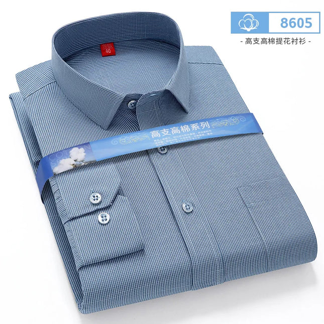BAMBOOPLE Men's Long Sleeve Shirt - Casual Striped Business Wear