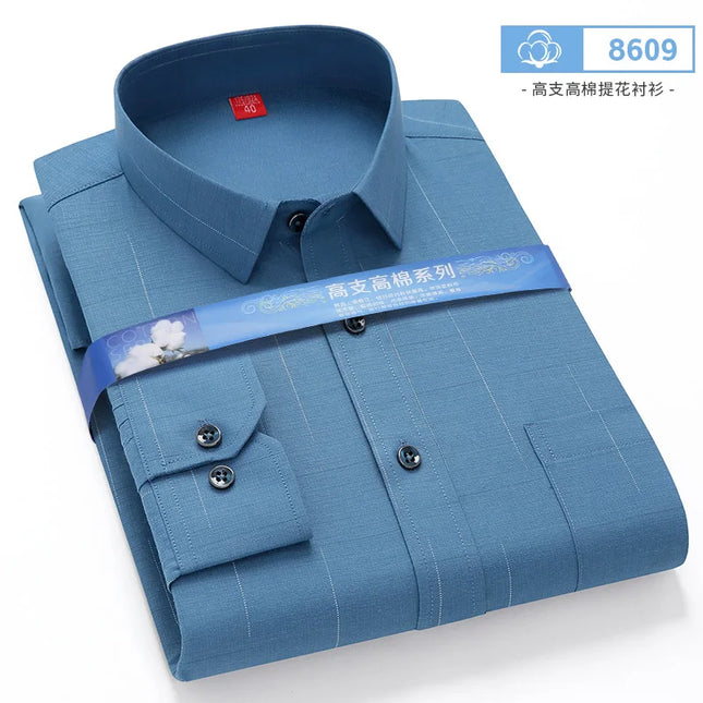 BAMBOOPLE Men's Long Sleeve Shirt - Casual Striped Business Wear