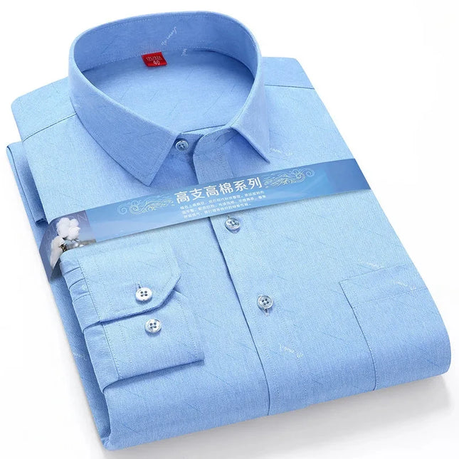 BAMBOOPLE Men's Long Sleeve Shirt - Casual Striped Business Wear