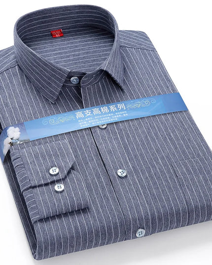BAMBOOPLE Men's Long Sleeve Shirt - Casual Striped Business Wear