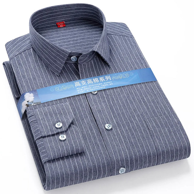 BAMBOOPLE Men's Long Sleeve Shirt - Casual Striped Business Wear