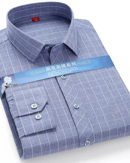 BAMBOOPLE Men's Long Sleeve Shirt - Casual Striped Business Wear