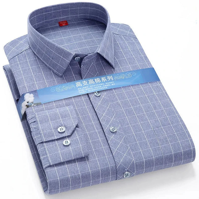 BAMBOOPLE Men's Long Sleeve Shirt - Casual Striped Business Wear