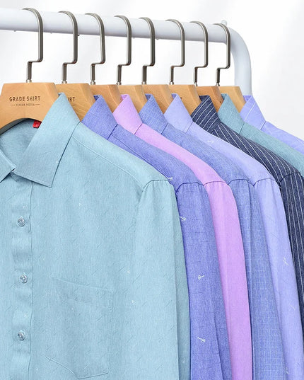BAMBOOPLE Men's Long Sleeve Shirt - Casual Striped Business Wear