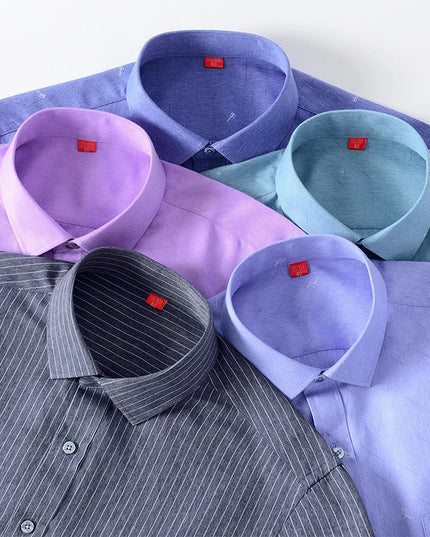 BAMBOOPLE Men's Long Sleeve Shirt - Casual Striped Business Wear
