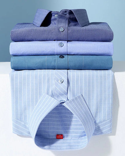 BAMBOOPLE Men's Long Sleeve Shirt - Casual Striped Business Wear