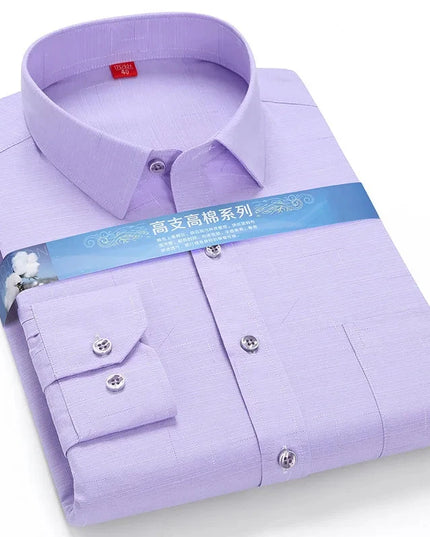 BAMBOOPLE Men's Long Sleeve Shirt - Casual Striped Business Wear