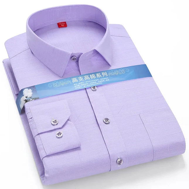 BAMBOOPLE Men's Long Sleeve Shirt - Casual Striped Business Wear