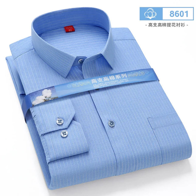 BAMBOOPLE Men's Long Sleeve Shirt - Casual Striped Business Wear