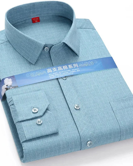 BAMBOOPLE Men's Long Sleeve Shirt - Casual Striped Business Wear