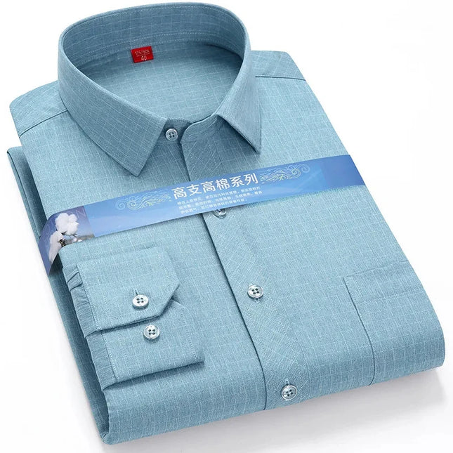 BAMBOOPLE Men's Long Sleeve Shirt - Casual Striped Business Wear
