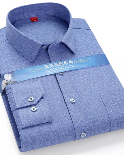BAMBOOPLE Men's Long Sleeve Shirt - Casual Striped Business Wear