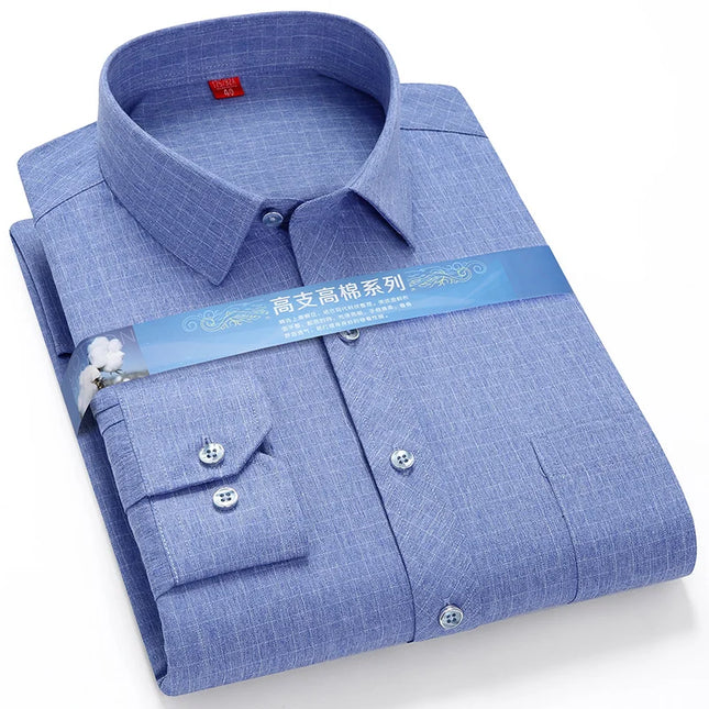 BAMBOOPLE Men's Long Sleeve Shirt - Casual Striped Business Wear