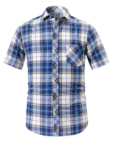 BAMBOOPLE Men's Short Sleeve Plaid Shirt - Casual & Formal Wear