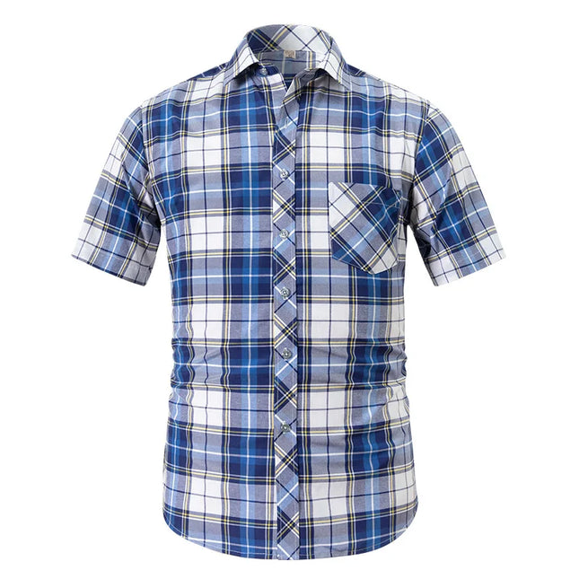 BAMBOOPLE Men's Short Sleeve Plaid Shirt - Casual & Formal Wear