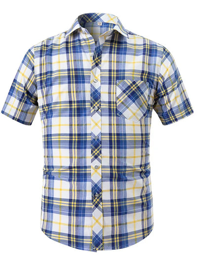 BAMBOOPLE Men's Short Sleeve Plaid Shirt - Casual & Formal Wear