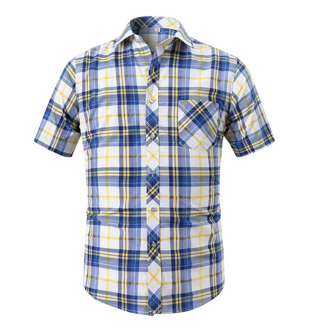 BAMBOOPLE Men's Short Sleeve Plaid Shirt - Casual & Formal Wear