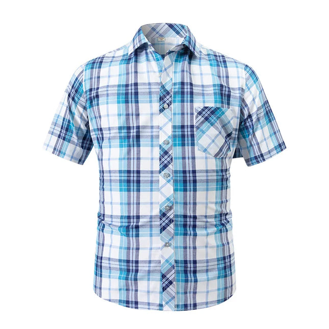 BAMBOOPLE Men's Short Sleeve Plaid Shirt - Casual & Formal Wear