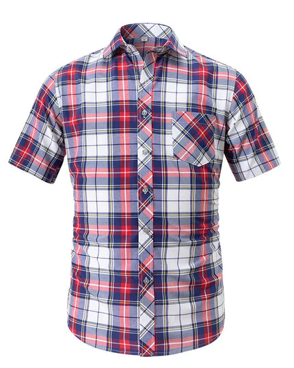 BAMBOOPLE Men's Short Sleeve Plaid Shirt - Casual & Formal Wear