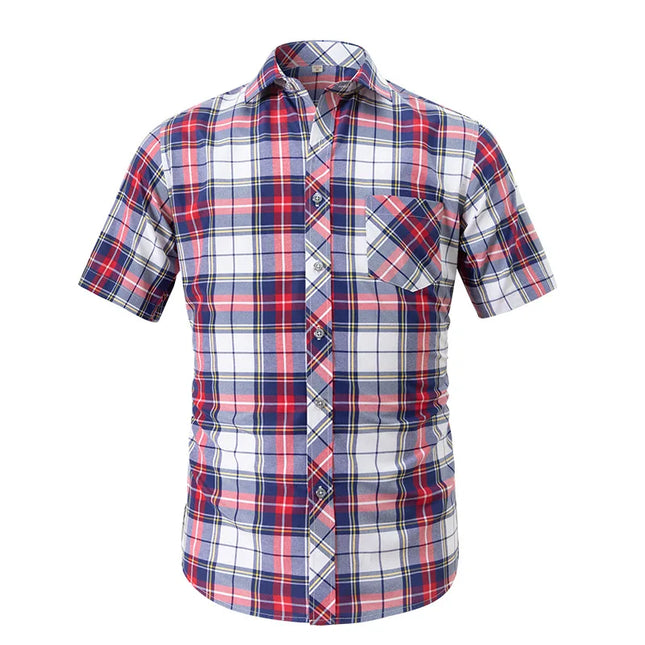 BAMBOOPLE Men's Short Sleeve Plaid Shirt - Casual & Formal Wear