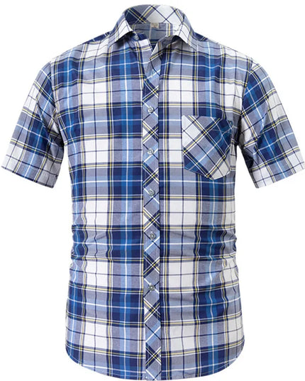 BAMBOOPLE Men's Short Sleeve Plaid Shirt - Casual & Formal Wear