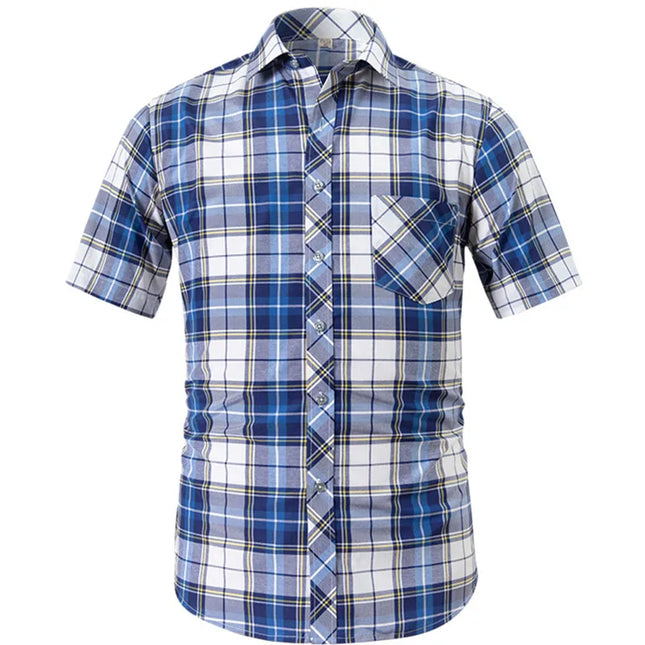 BAMBOOPLE Men's Short Sleeve Plaid Shirt - Casual & Formal Wear