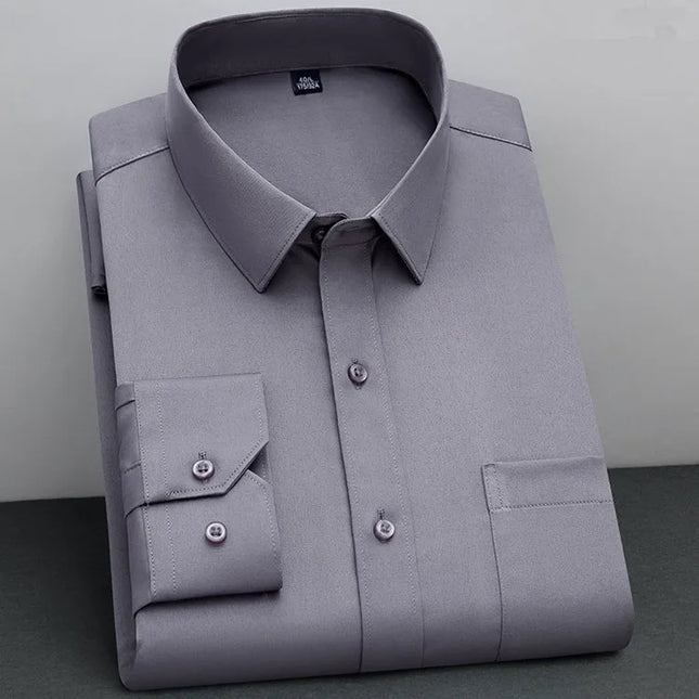 BAMBOOPLE Non-Iron Long Sleeve Shirt - Anti-Wrinkle, Business Casual
