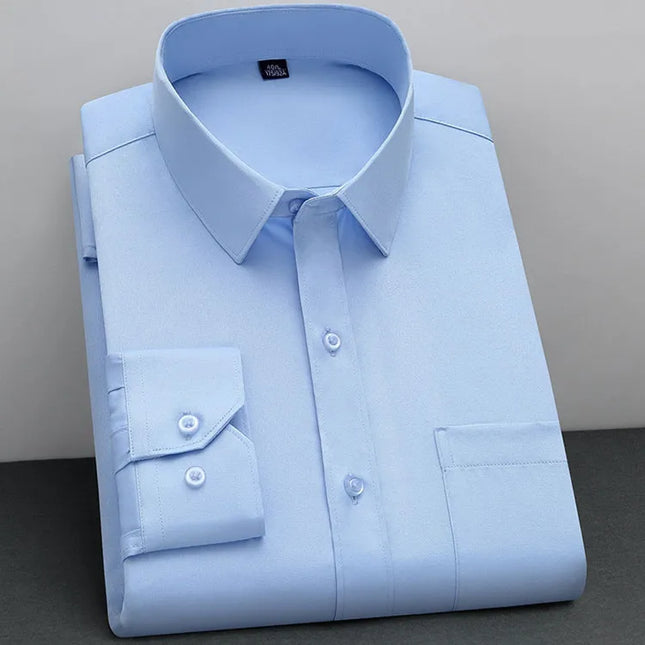 BAMBOOPLE Non-Iron Long Sleeve Shirt - Anti-Wrinkle, Business Casual