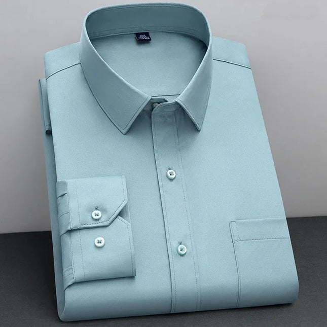 BAMBOOPLE Non-Iron Long Sleeve Shirt - Anti-Wrinkle, Business Casual