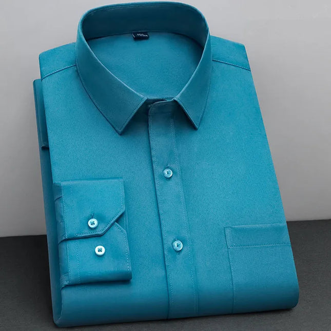 BAMBOOPLE Non-Iron Long Sleeve Shirt - Anti-Wrinkle, Business Casual