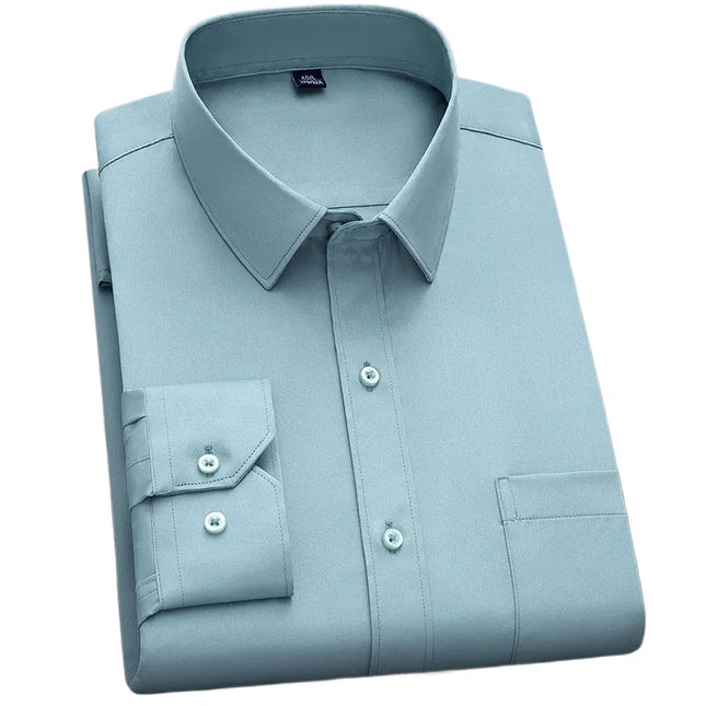 BAMBOOPLE Non-Iron Long Sleeve Shirt - Anti-Wrinkle, Business Casual