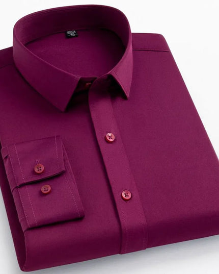 BAMBOOPLE Non-Iron Purple Slim Fit Shirts - Soft & Anti-Wrinkle