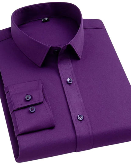 BAMBOOPLE Non-Iron Purple Slim Fit Shirts - Soft & Anti-Wrinkle