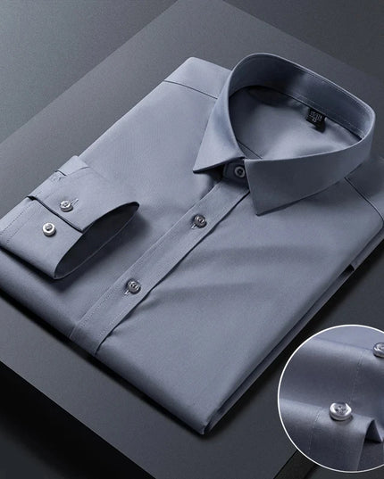 Bamboo Fiber Anti-Wrinkle Long Sleeve Men's Dress Shirt - Slim Fit