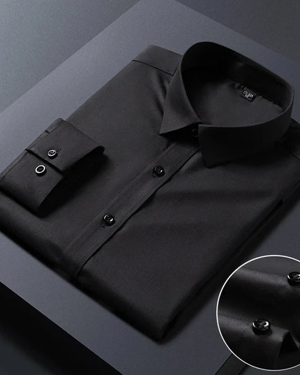 Bamboo Fiber Anti-Wrinkle Long Sleeve Men's Dress Shirt - Slim Fit