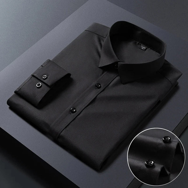 Bamboo Fiber Anti-Wrinkle Long Sleeve Men's Dress Shirt - Slim Fit