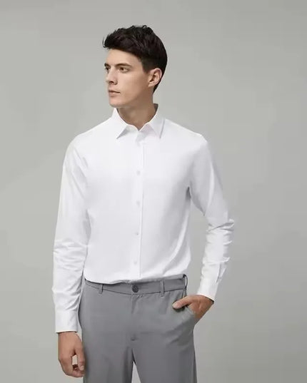 Bamboo Fiber Anti-Wrinkle Long Sleeve Men's Dress Shirt - Slim Fit