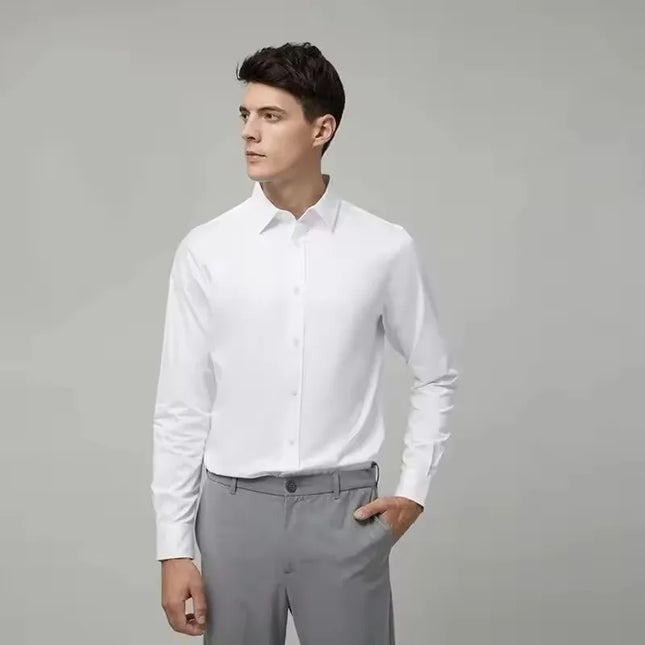 Bamboo Fiber Anti-Wrinkle Long Sleeve Men's Dress Shirt - Slim Fit