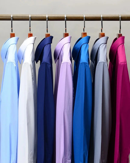 Bamboo Fiber Anti-Wrinkle Long Sleeve Men's Dress Shirt - Slim Fit