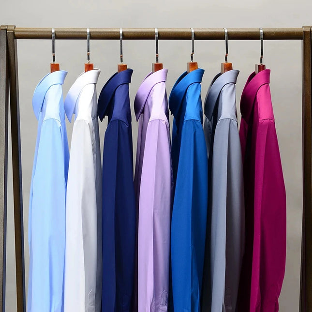 Bamboo Fiber Anti-Wrinkle Long Sleeve Men's Dress Shirt - Slim Fit